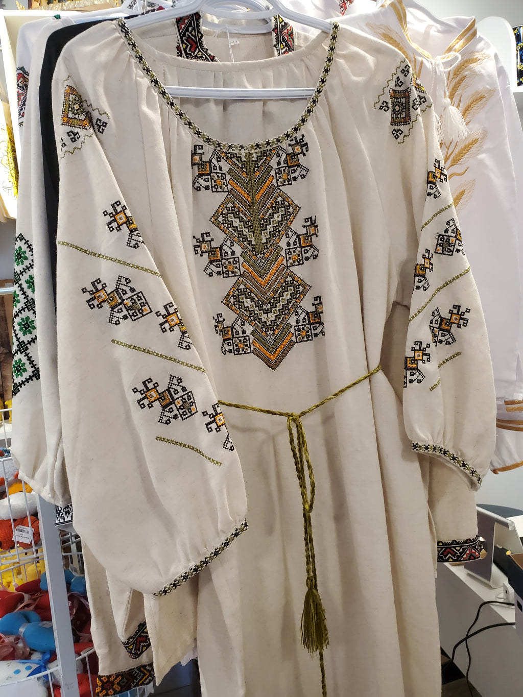 Embroidered linen dress "Tree of life" (white)