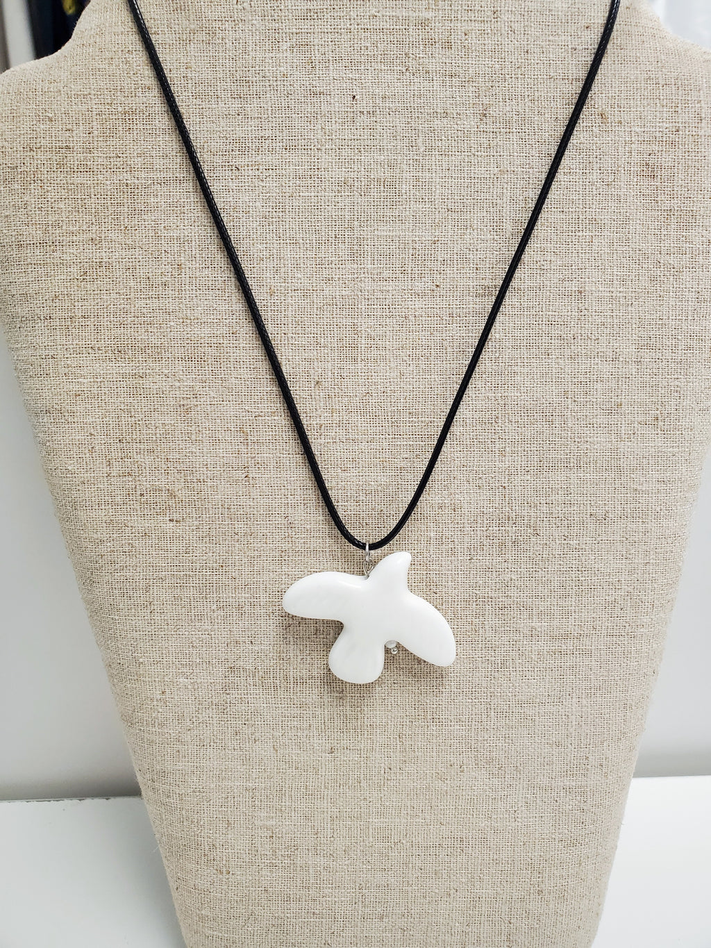 Necklace White Peace Dove Pendant  118 cm