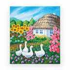 Handmade picture Ukrainian village mix 10x8 inches (25.5x20 cm)