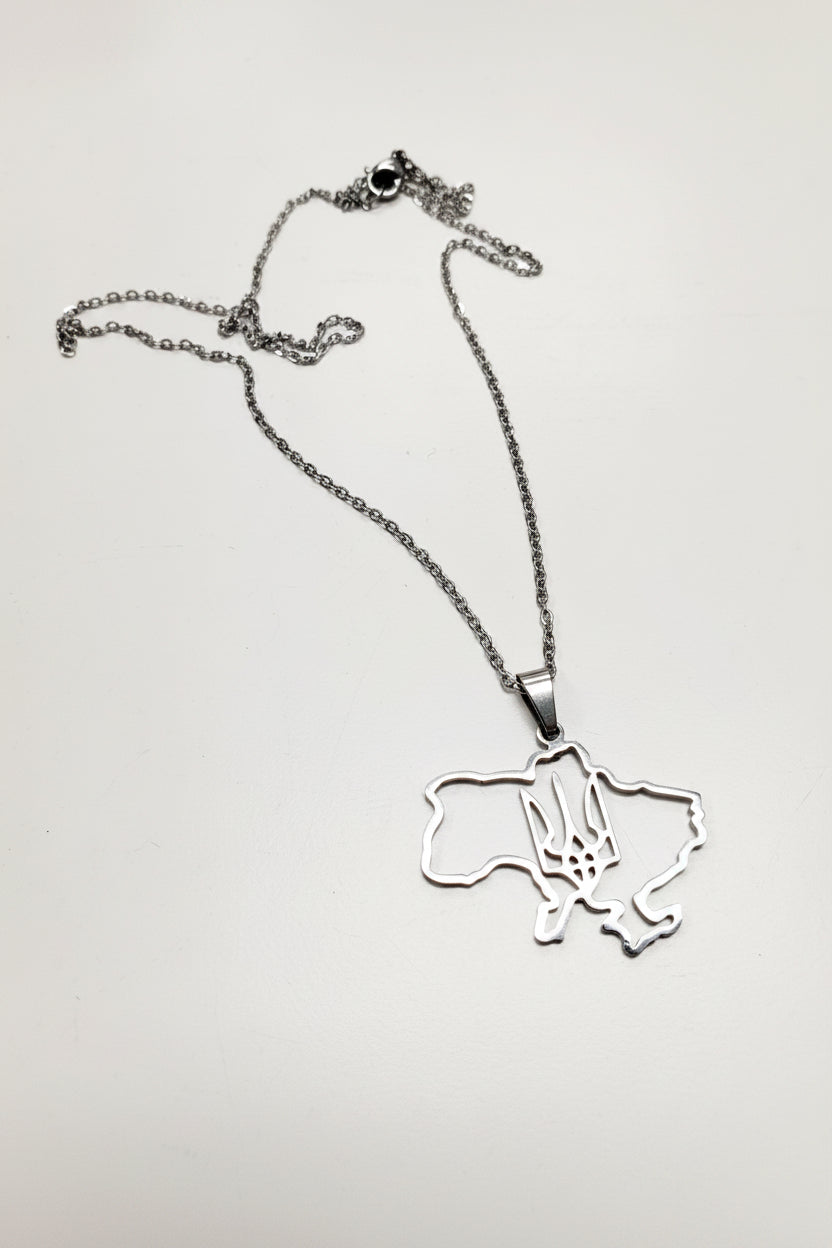 Pendant map of UA with a chain (gold/silver)
