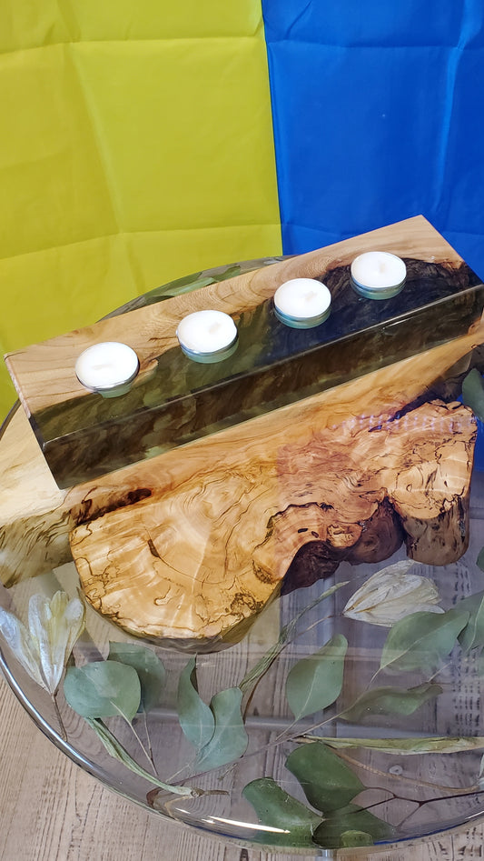 Candlestick wood/epoxy resin (4 candles)