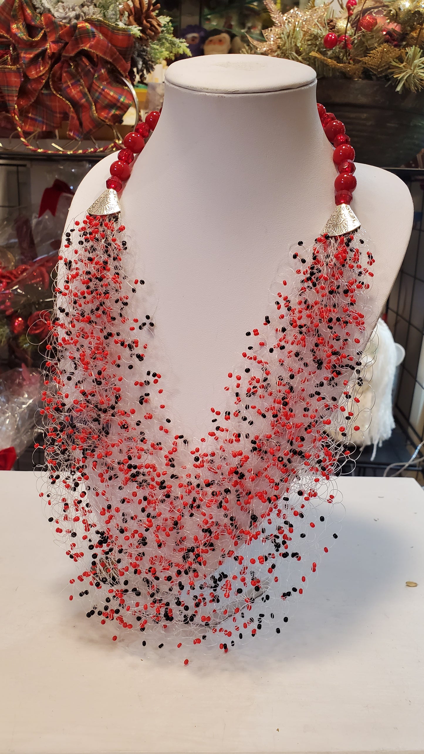 Red beaded necklace