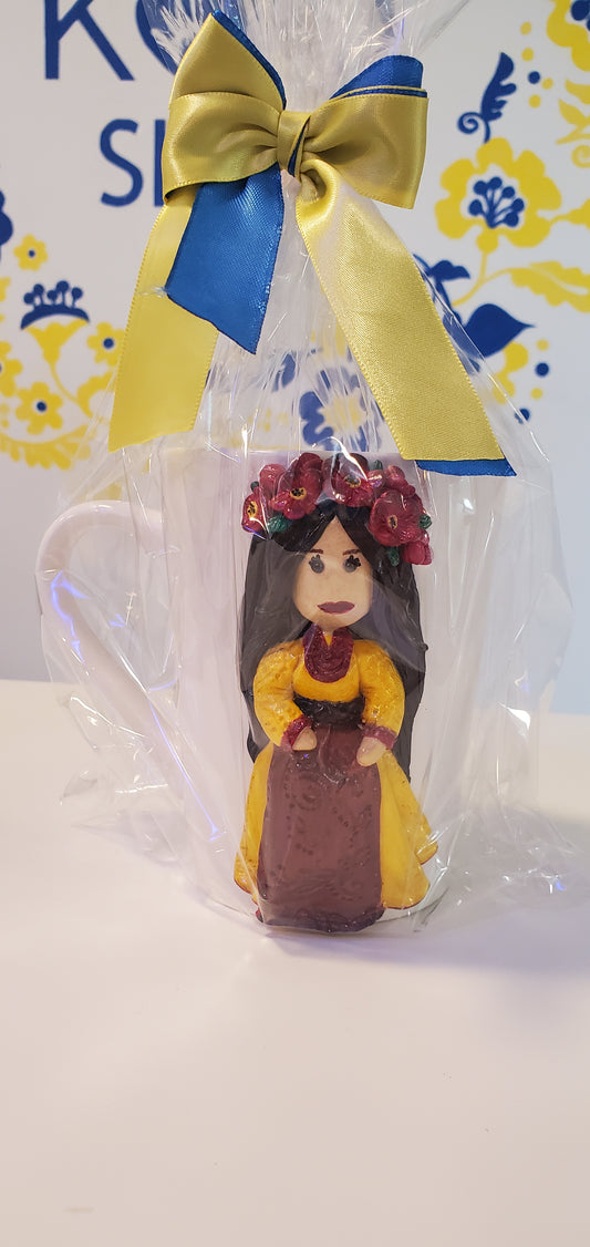Ceramic Mug with handcrafted girl
