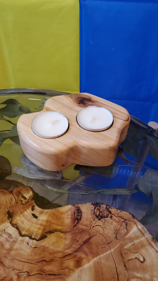 Wood candlestick blot (2 candles)