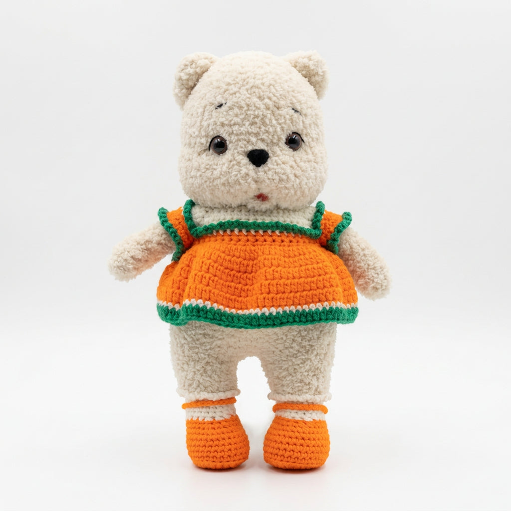 Hand-knitted Bear Toy in sweater