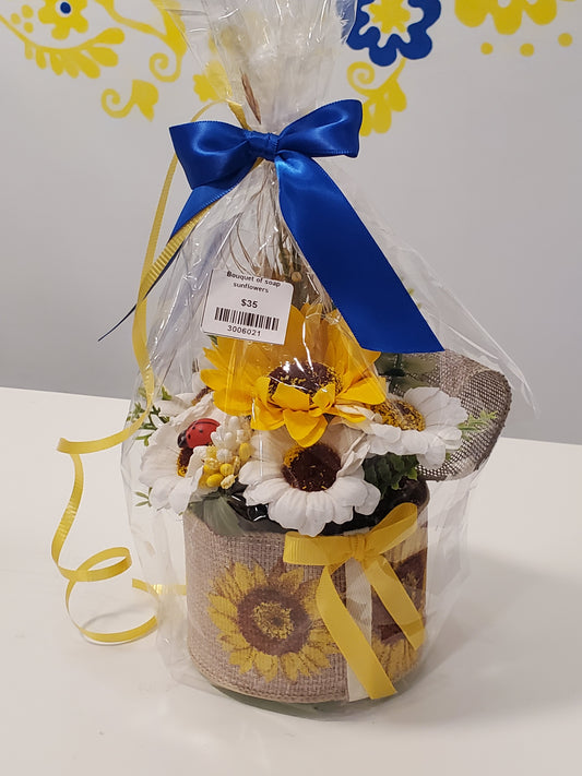 Bouquet of soap sunflowers