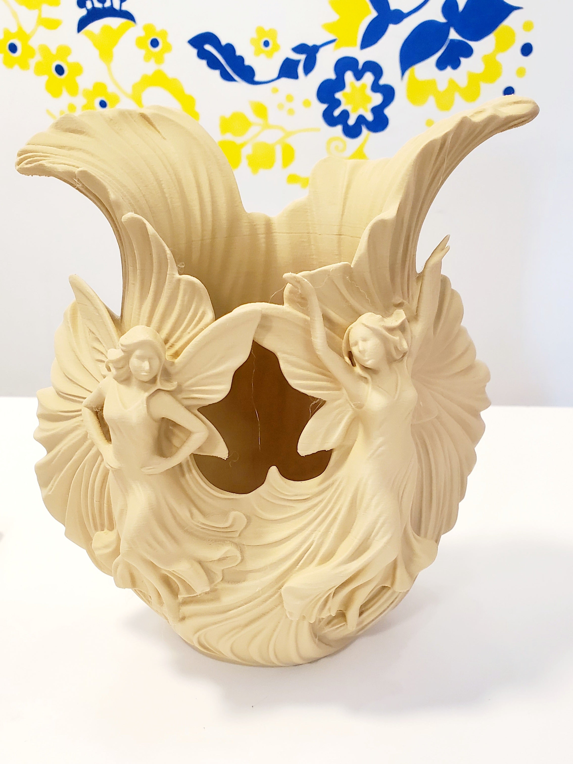 3D Printed Beige Vase 2 Girls Large