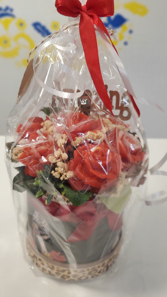 Candles flowers composition