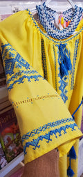 Embroidered dress yellow/blue ornament