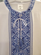 Embroidered men's T-shirt "Galychanka" (white with blue/navy blue), XL