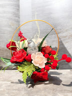 Valentine's Day gift Bouquet of candle flowers in a basket