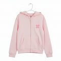 Hoodie with embroidery and zipper, L/G (10-12), Grey, Pink