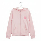 Hoodie with embroidery and zipper, L/G (10-12), Grey, Pink