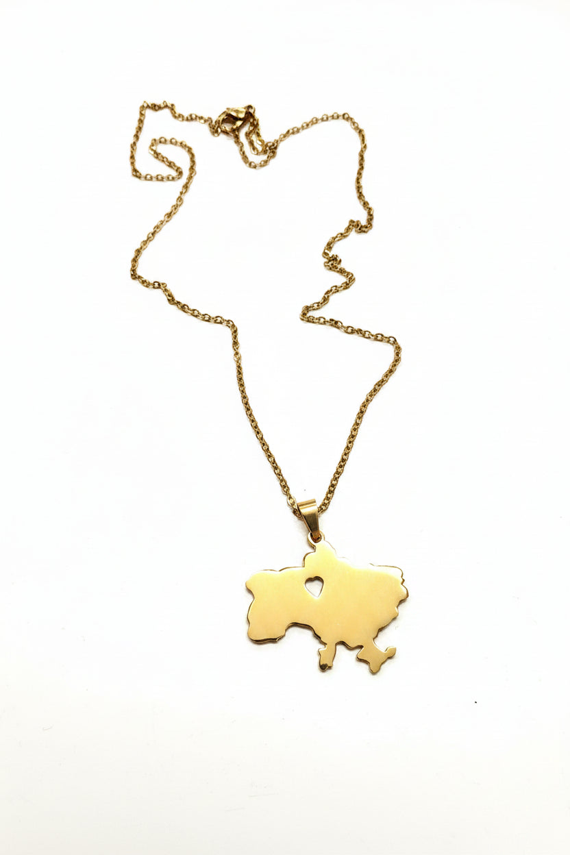 Pendant map of UA with a chain (gold/silver)