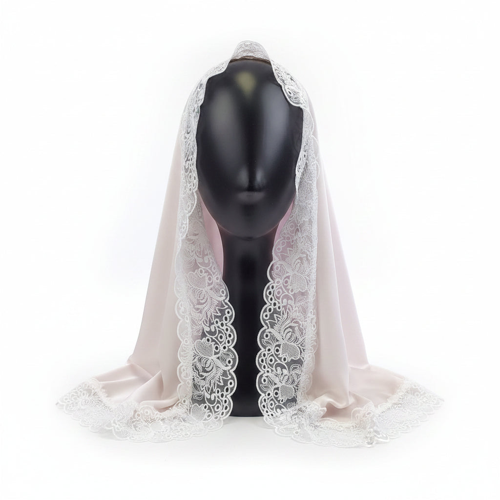 White Lace Ukrainian Headscarf for baptism