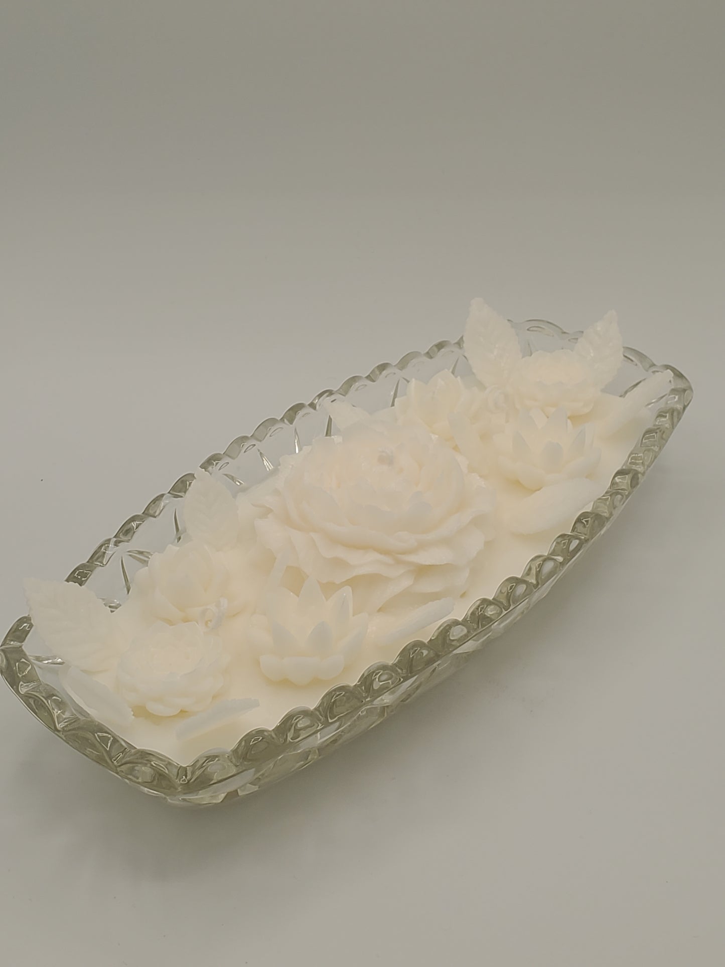 Candle Flowers in oval plate set