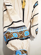 Handmade embroidered linen women dress beige