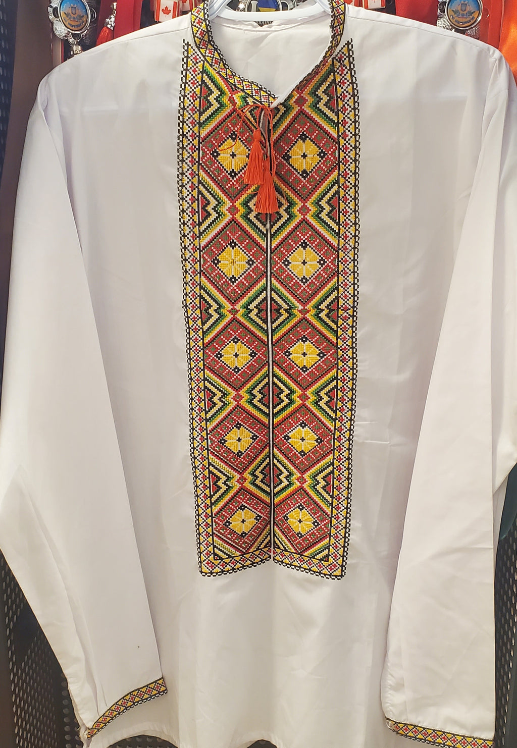 Embroidered shirt red/green/yellow (Size L-XL)