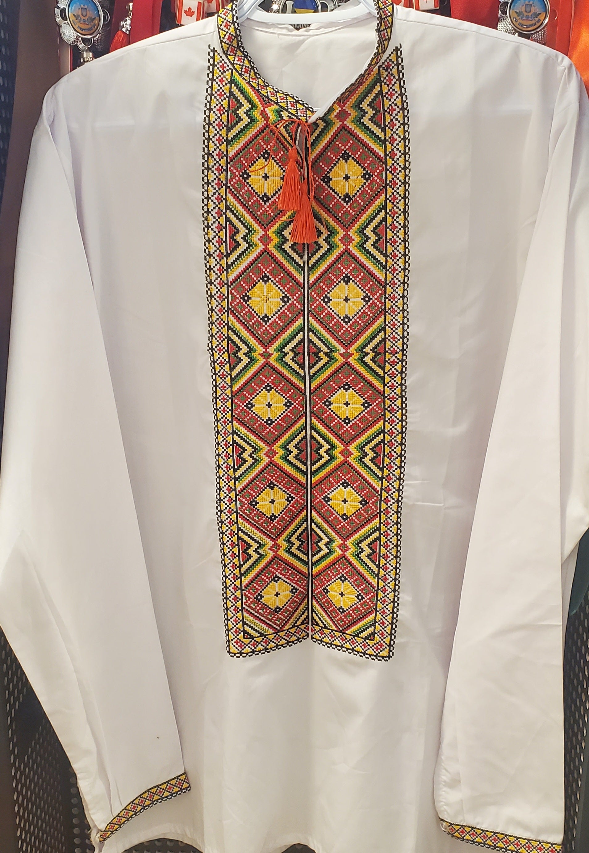 Embroidered shirt red/green/yellow (Size L-XL)