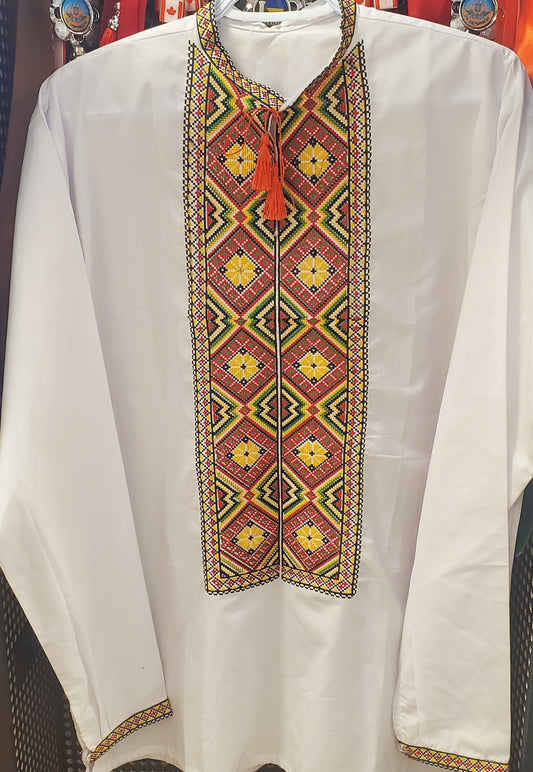 Embroidered shirt red/green/yellow