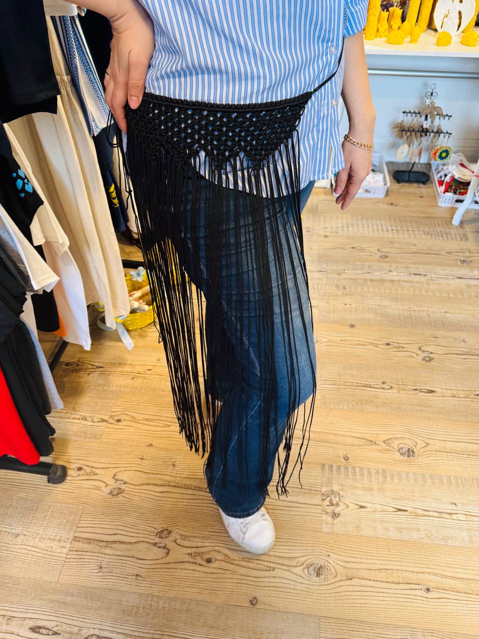 Macrame belt "Prypynda" (black)