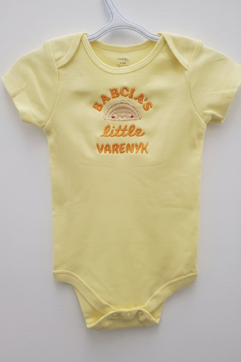 Baby bodysuit embroidered "Babcia's Little Varenyk" (6-12 month)
