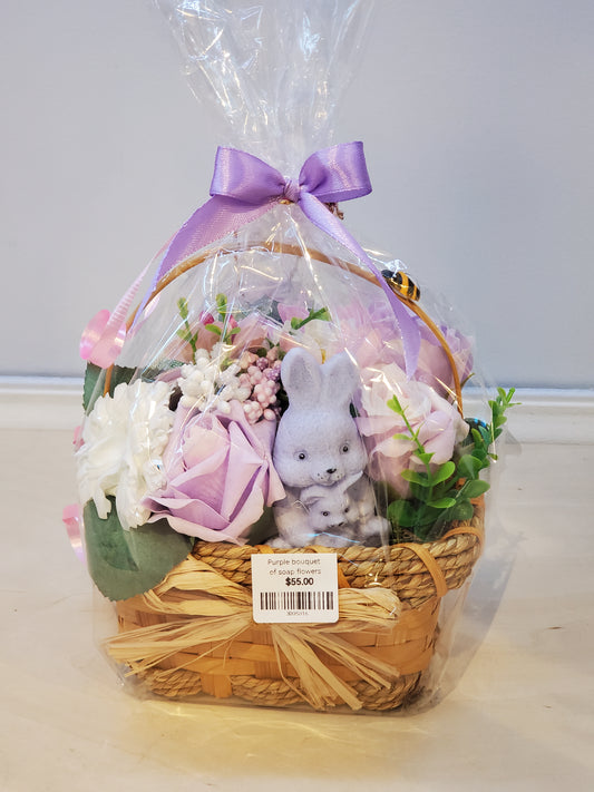 Purple bouquet of soap flowers