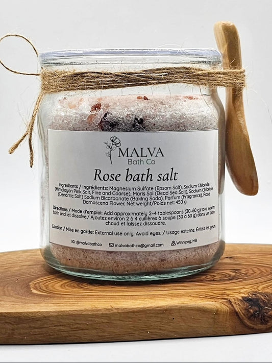 Rose Bath Salt glass jar, 450 g