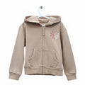 Hoodie with embroidery and zipper, S/P (6), Light brown