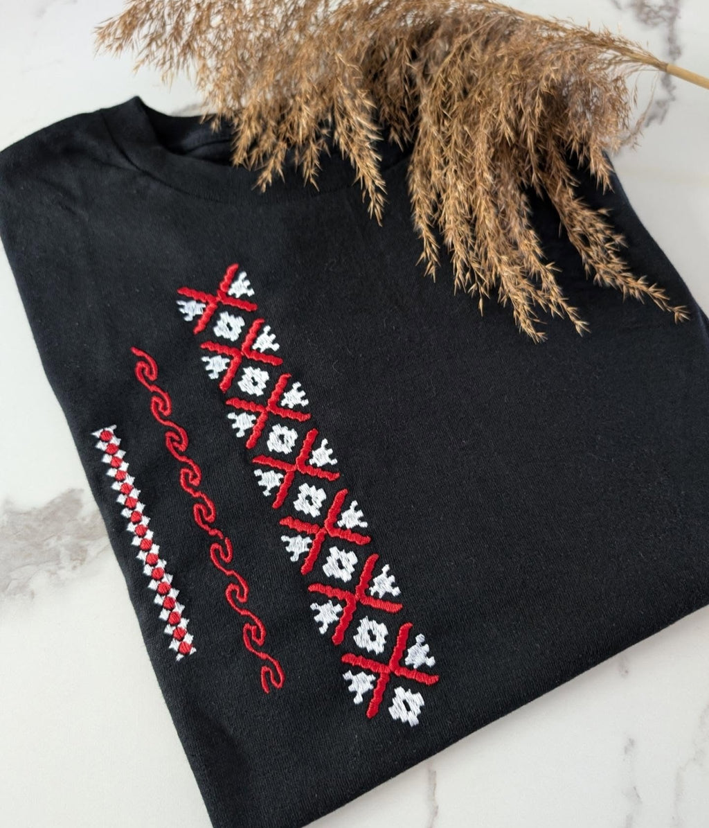 T-shirt men with embroidery, Black