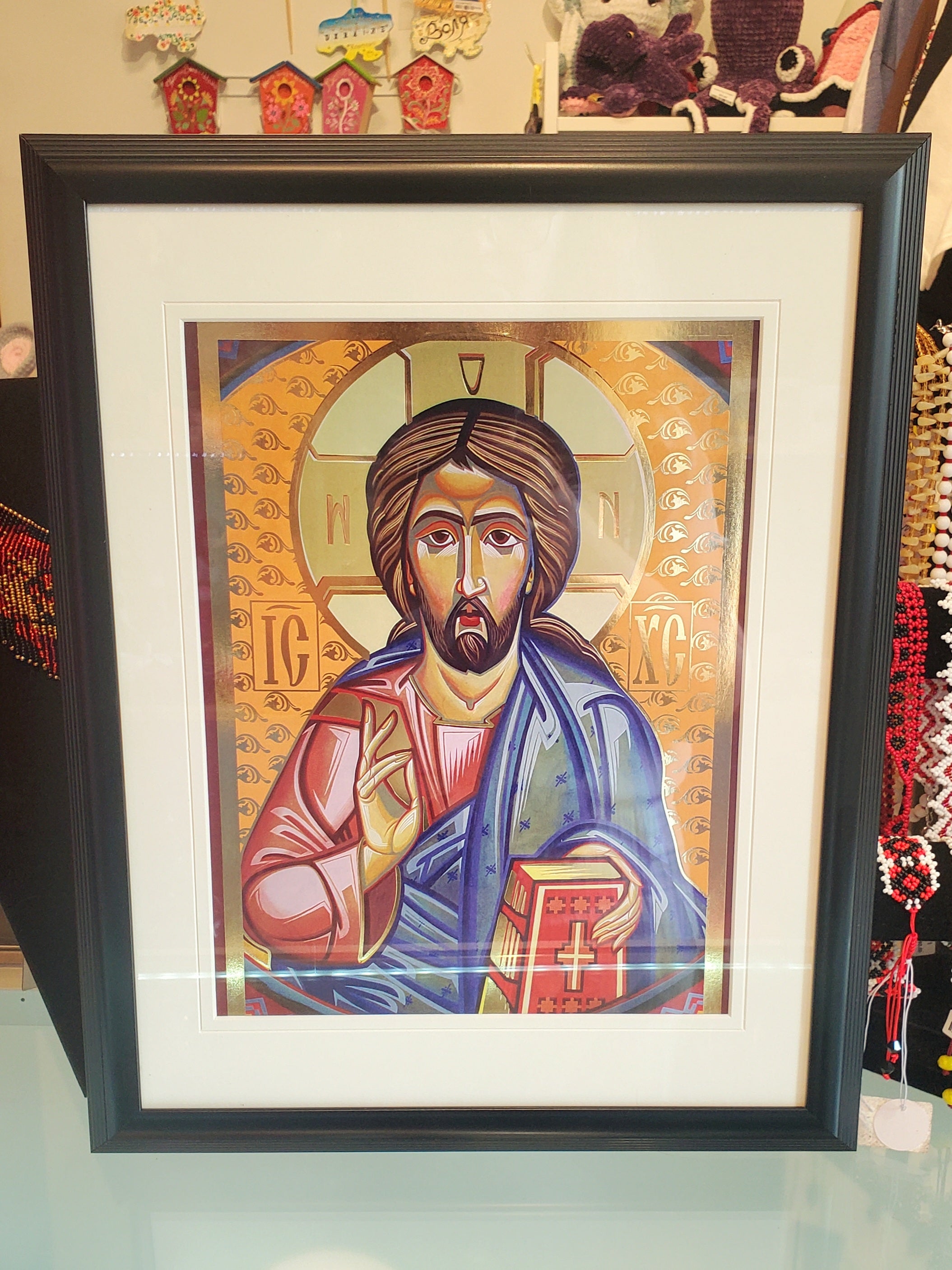 Christian Icon of Jesus Christ paper in frame size 21x29.5 cm