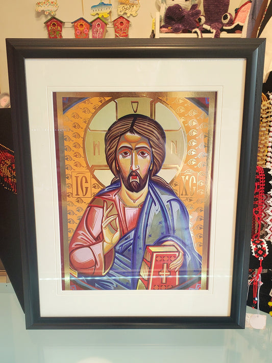 Christian Icon of Jesus Christ paper in frame size 21x29.5 cm