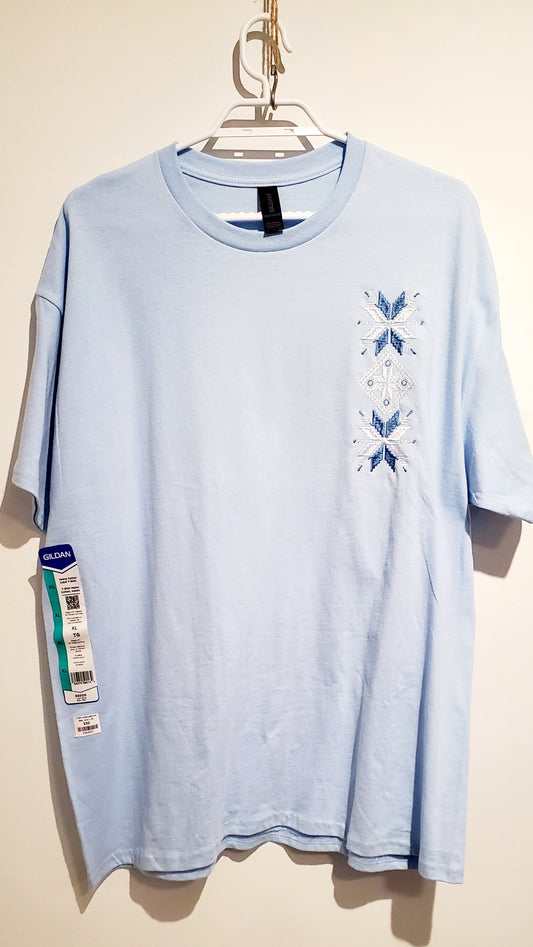 T-shirt embroidered, blue, size L,XL