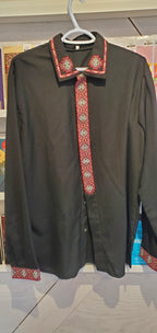 Embroidered men's shirt black/red