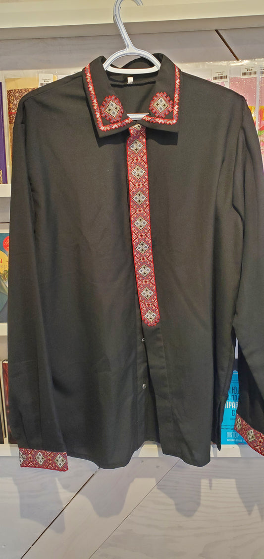 Embroidered men's shirt black/red