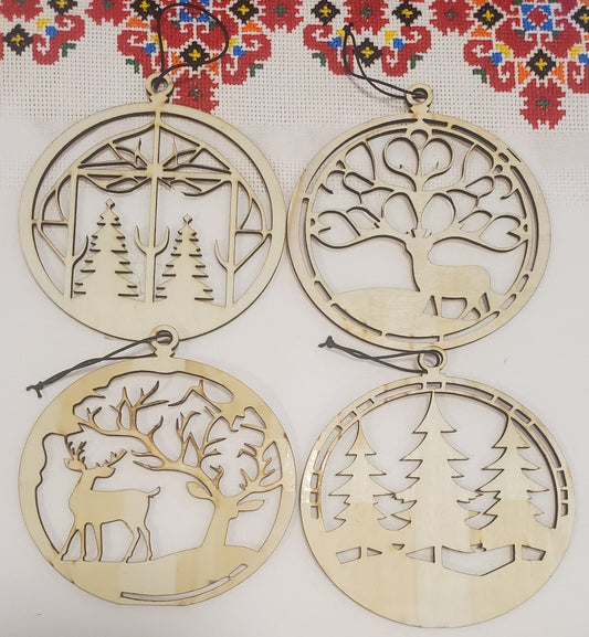 Set Wood Christmas decorations (4 pcs)