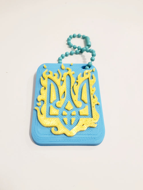 3D Printed Keychain UA with Trident (Black\Blue)