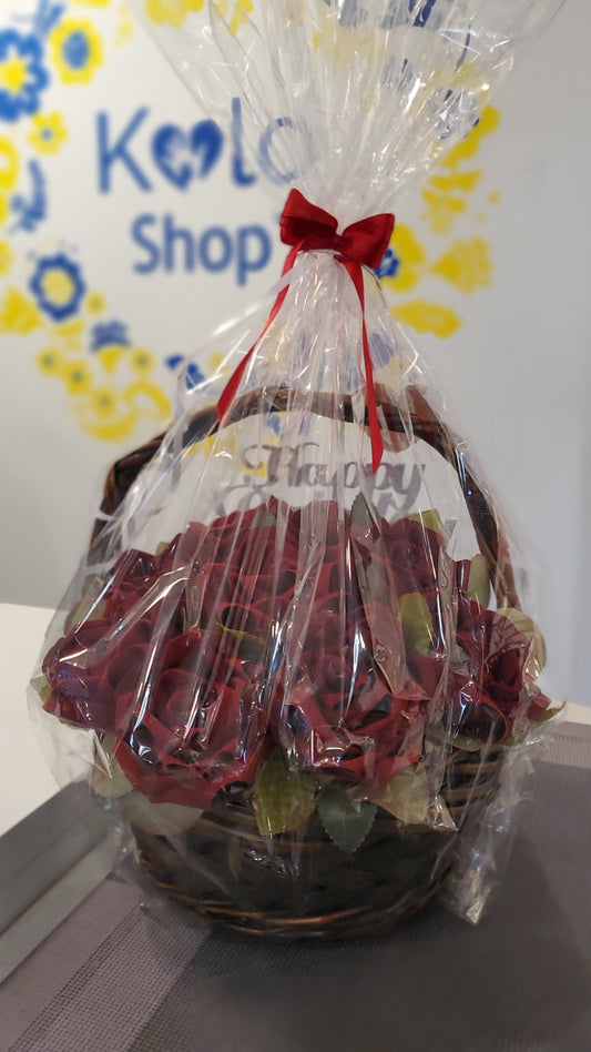 Bouquet of handmade burgundy flowers