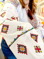 Embroidered women blouse "Vyshyvanka" (red/green/yellow), Size L-XL