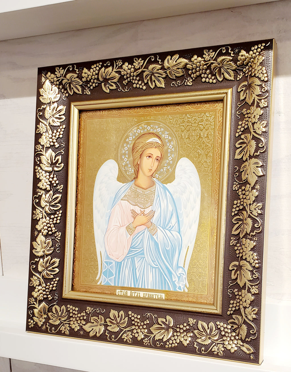 Christian Icon "Guardian Angel" (brown frame)