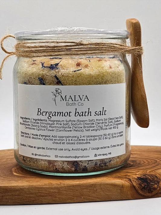 Bergamot Bath Salt glass jar, 450 g