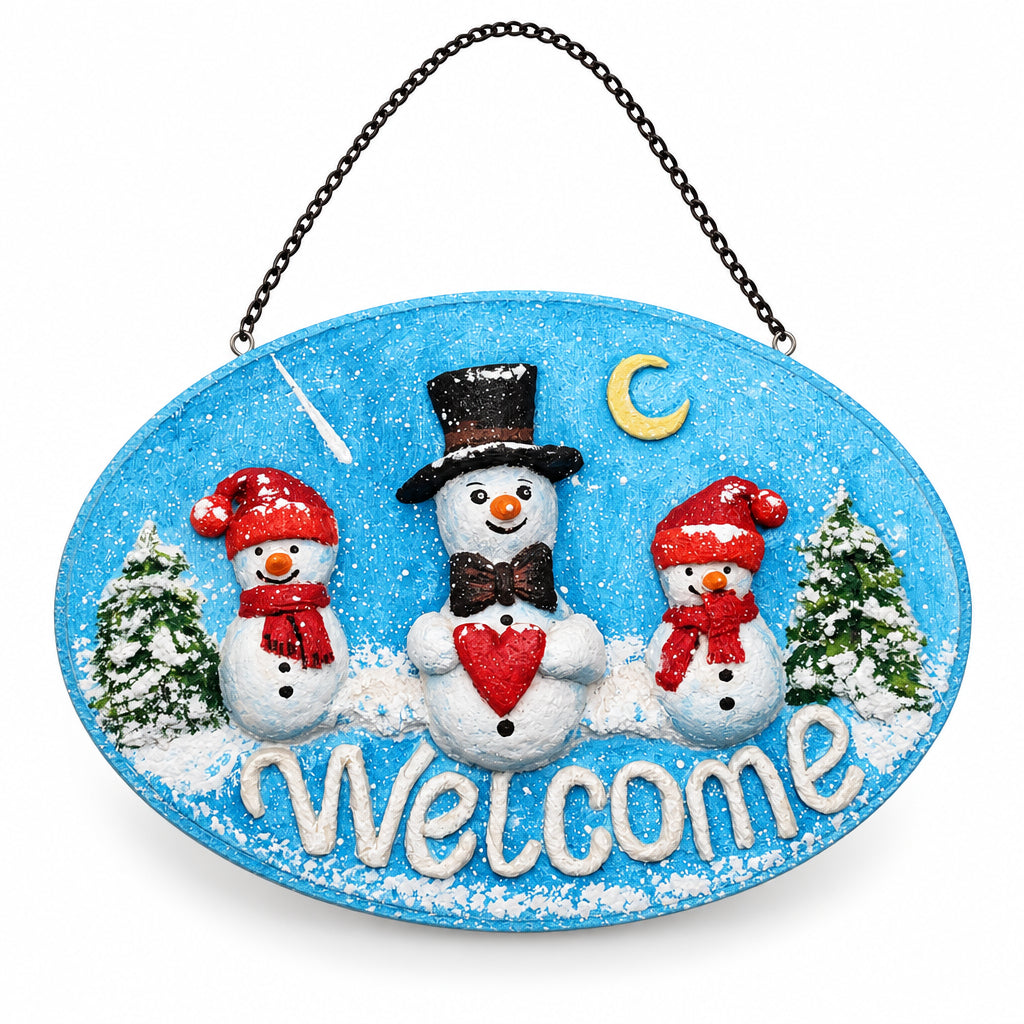 Handmade picture Welcome Snowman