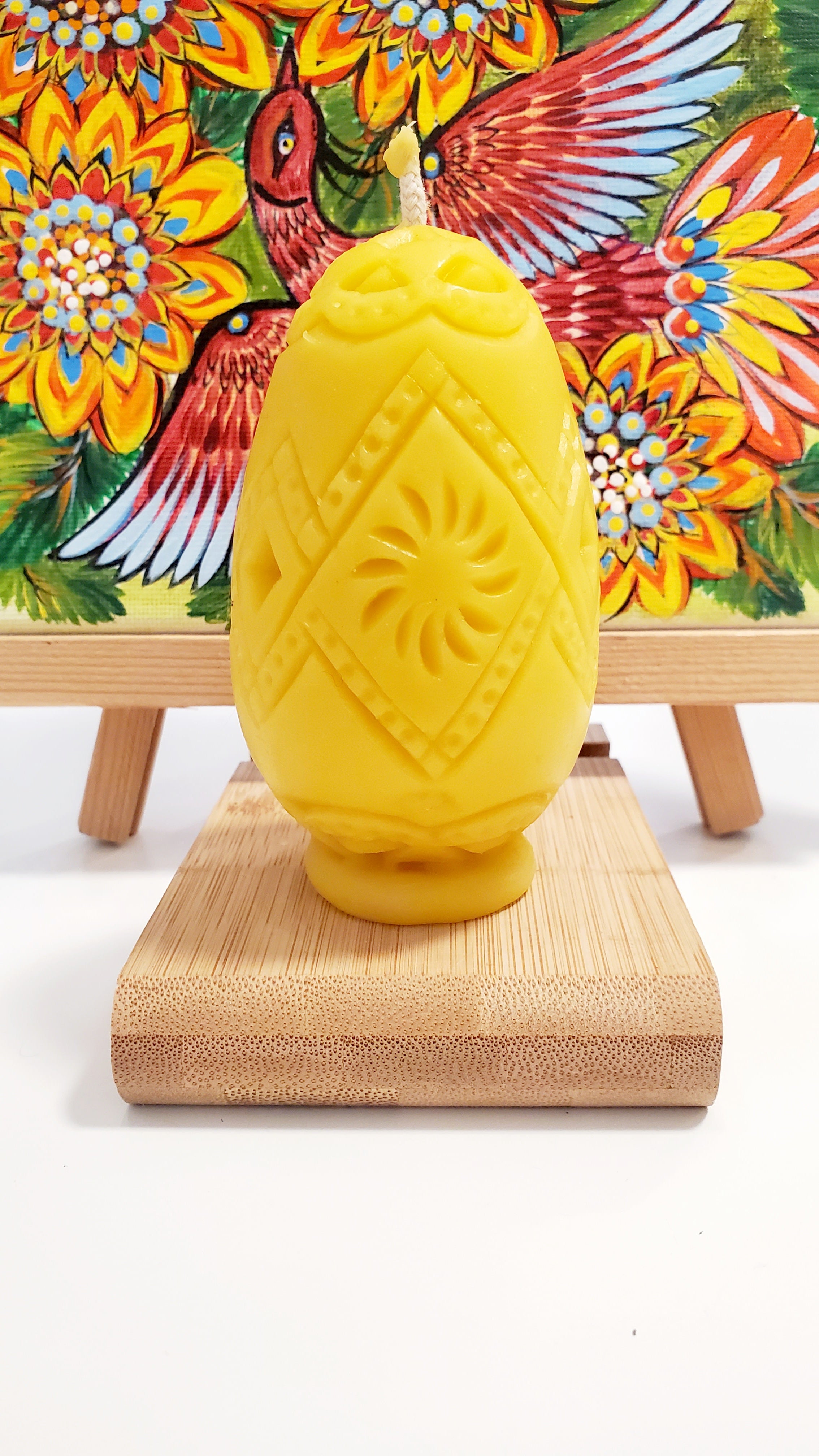 Beeswax Candle Egg with Vyshyvanka Large
