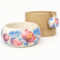 Wooden bracelet and pendant "Petrykivka" (set 2 it)