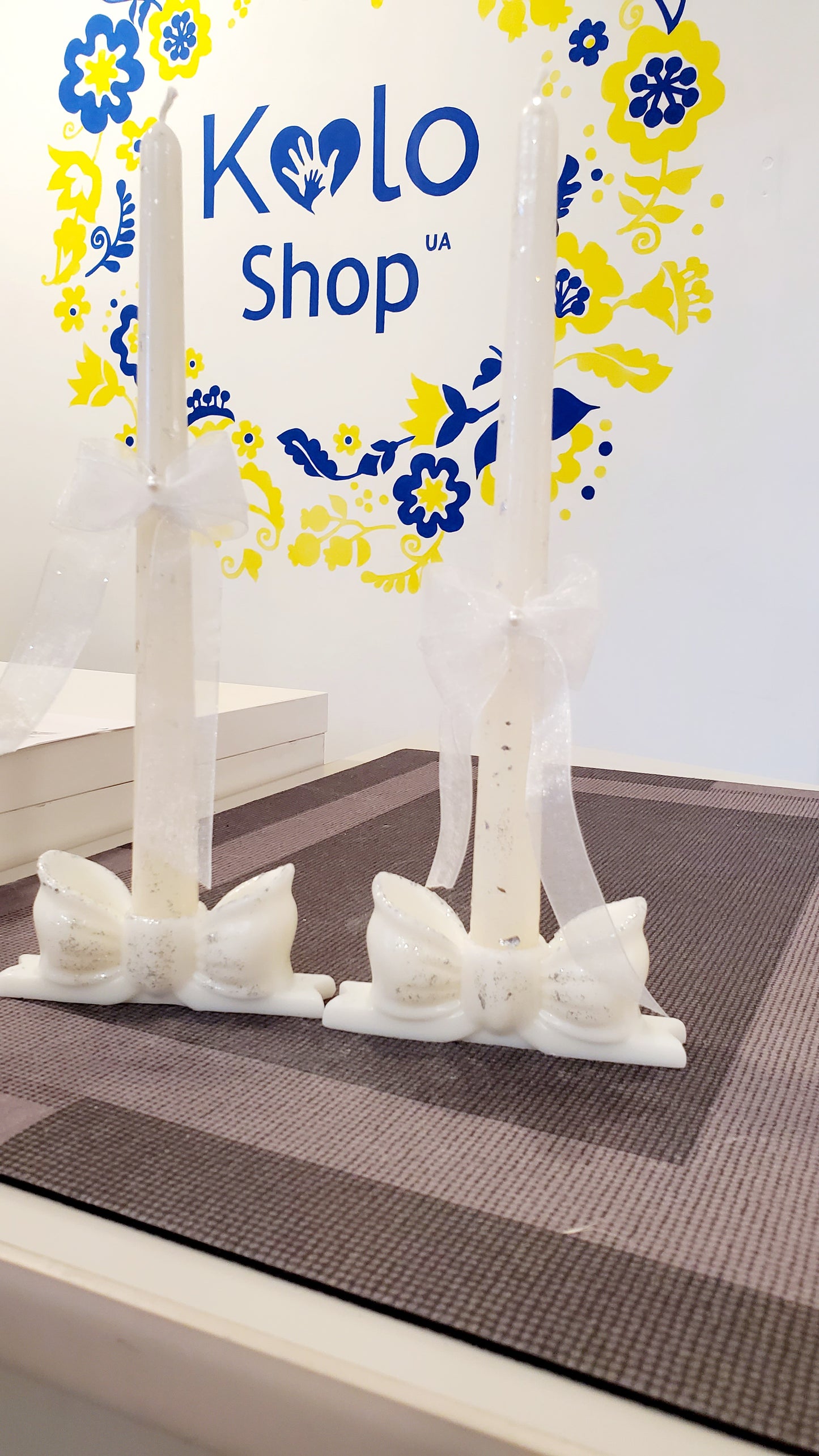 Beeswax wedding candles set (silver)