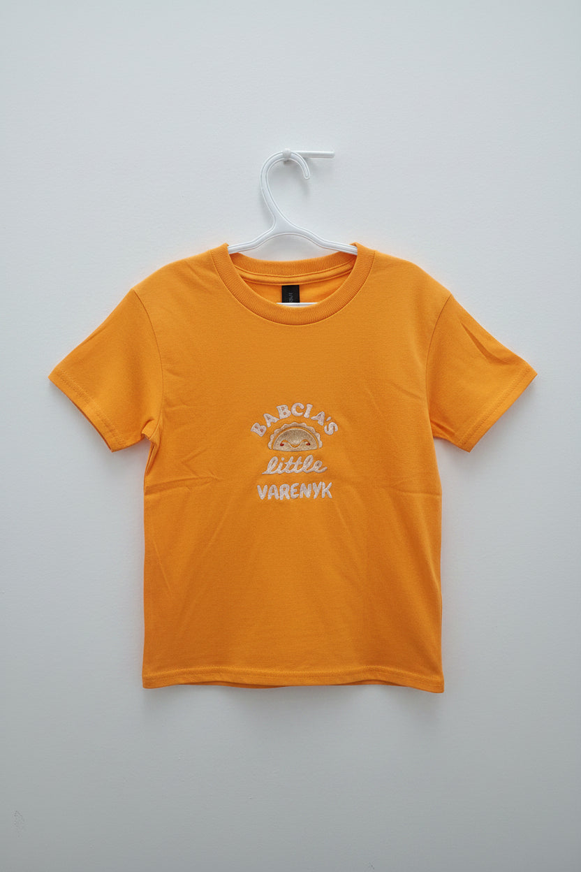 T-shirt kids with embroidery "Babcia's Little Varenyk", size XS, M, L