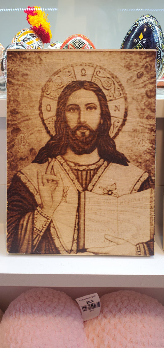 Picture the Art of burn A5 on the wood.