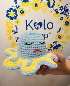 Knitted Toy Jellyfish (reversible), yellow/blue