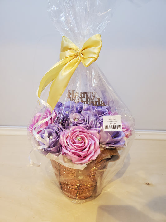 Bouquet of satin flowers