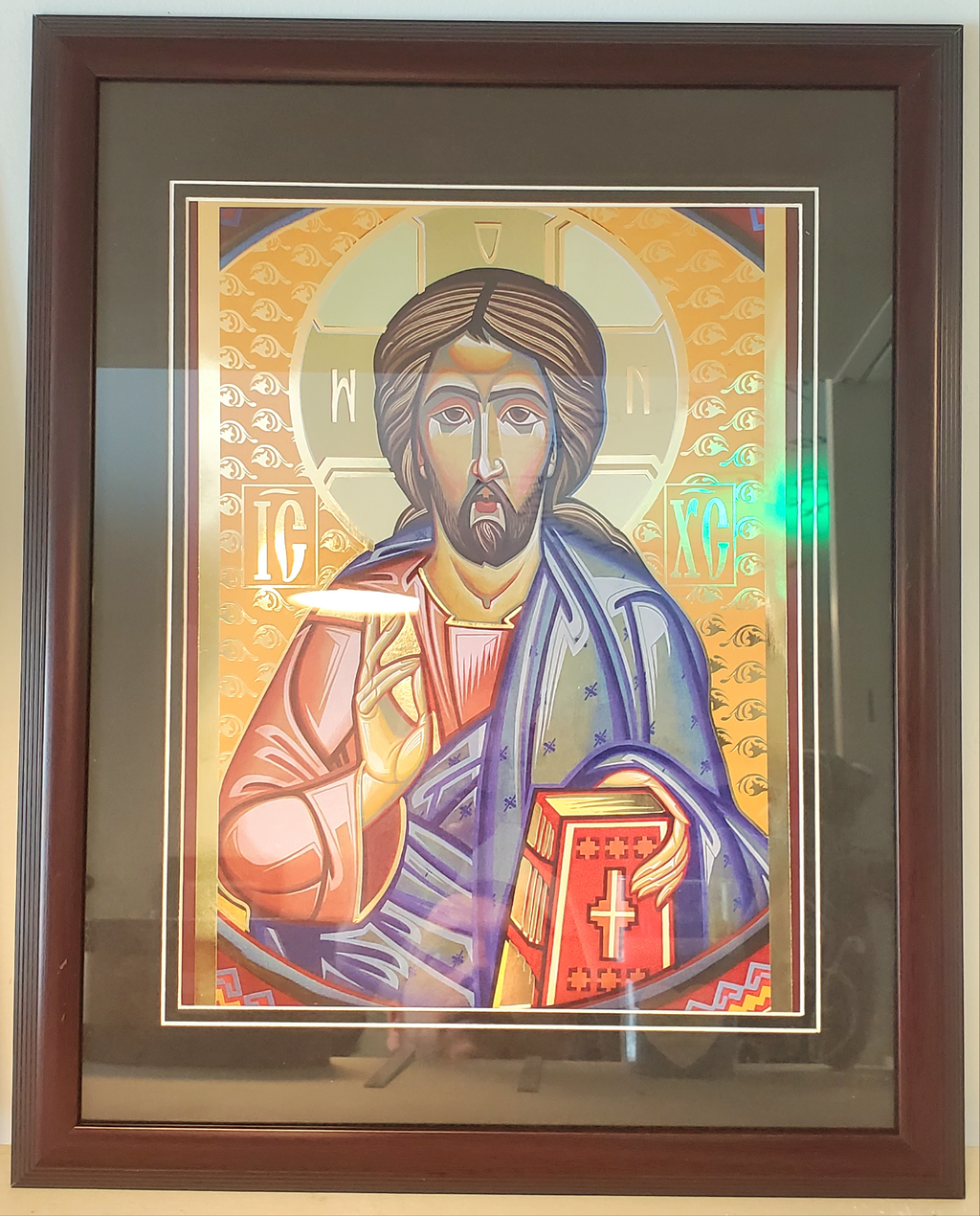 Christian Icon of Jesus Christ paper in frame size 21x29.5 cm